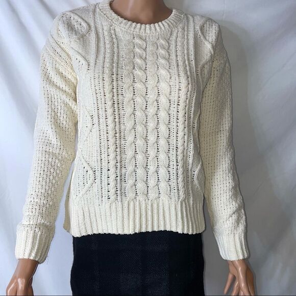 SO Junior Cable Knit Sweater in Irish Cream SZ XS chunky knit sweater NEW - Picture 11 of 13